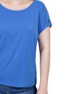 NY Collection Petite Short Sleeve Button-Shoulder Tunic Top 22 NY Collection Petite Short Sleeve Button-Shoulder Tunic Top -Dressbarn Store ny collection short sleeve extended sleeve tunic top petite 244789