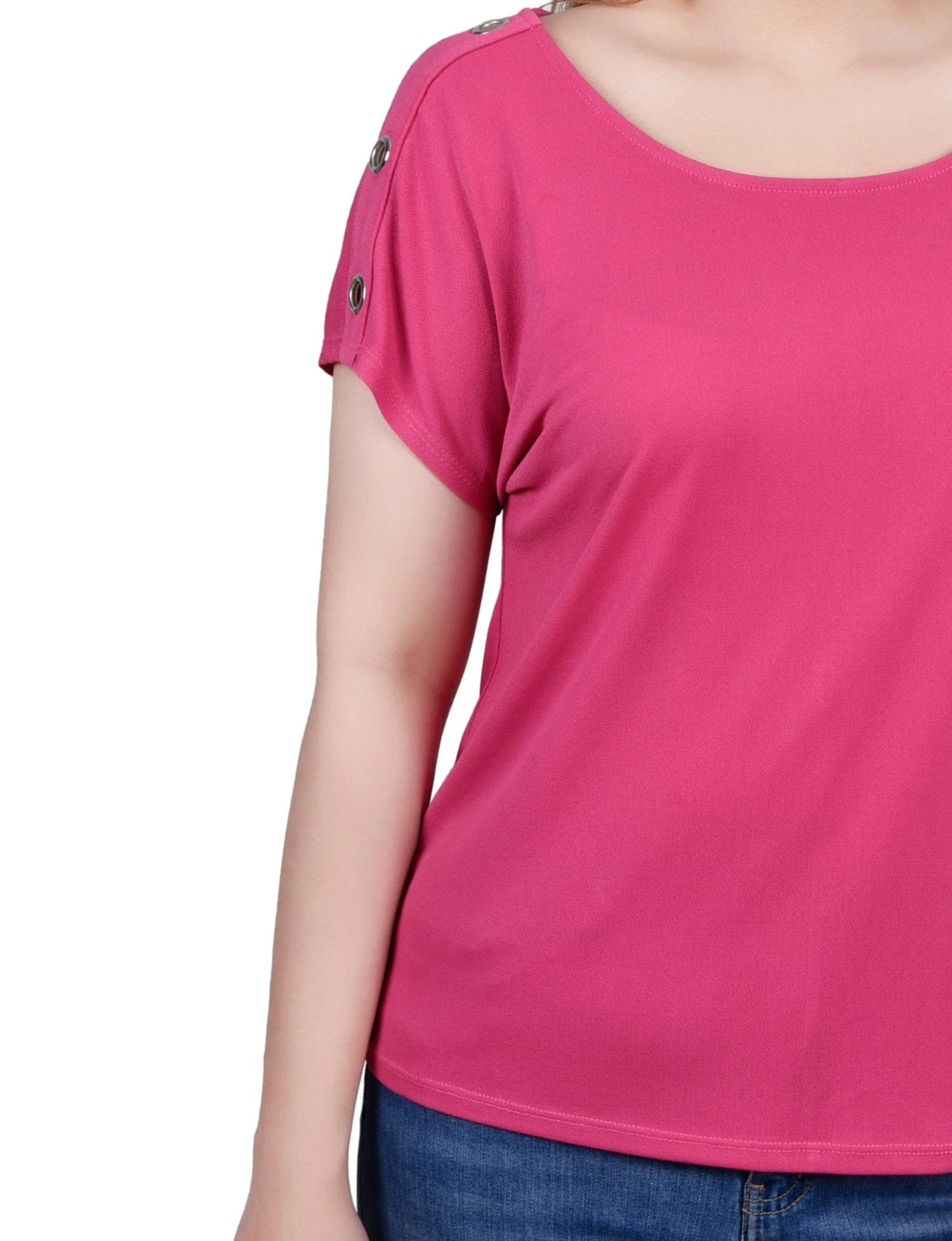 NY Collection Petite Short Sleeve Button-Shoulder Tunic Top 15 NY Collection Petite Short Sleeve Button-Shoulder Tunic Top - Image 15