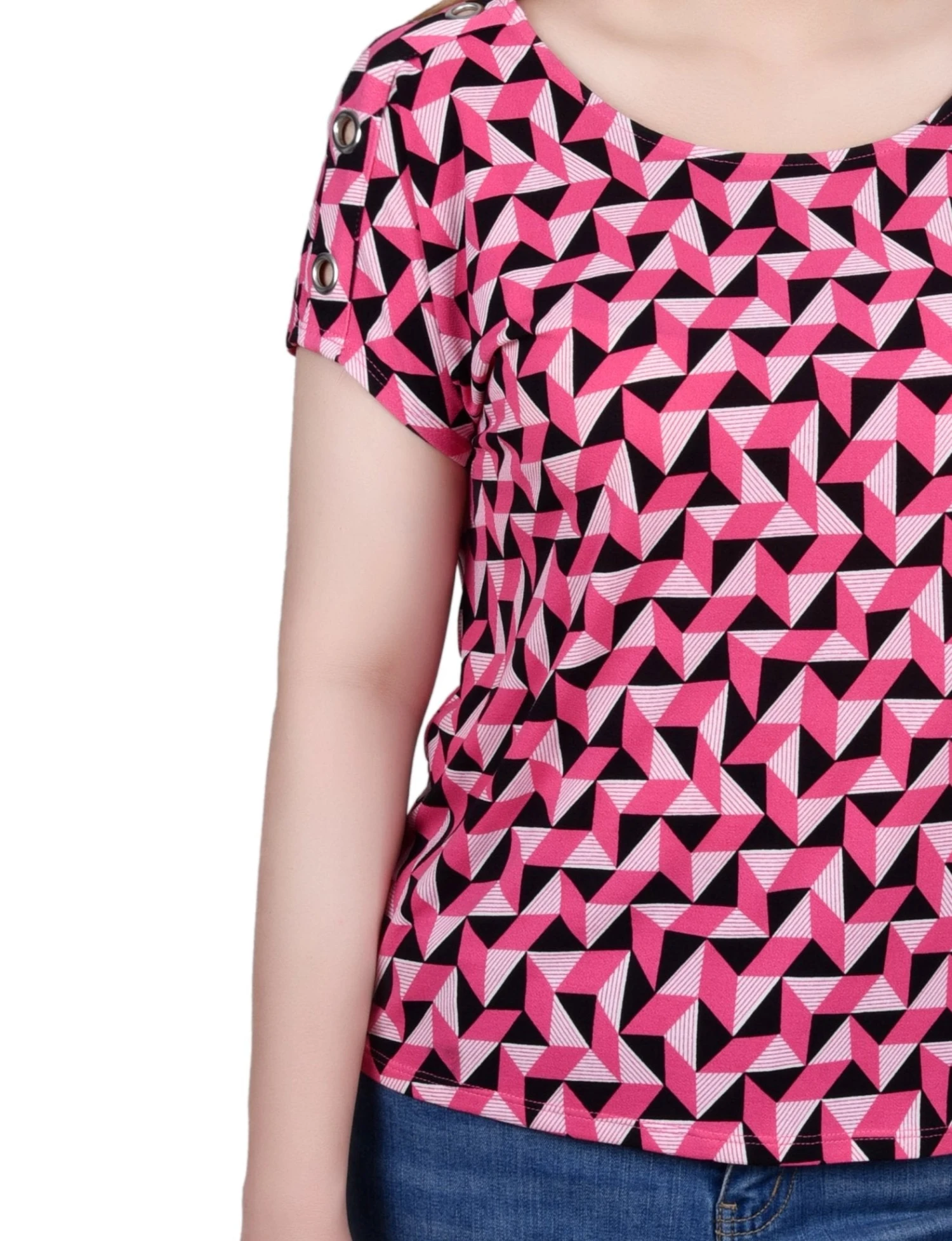 NY Collection Petite Short Sleeve Button-Shoulder Tunic Top 19 NY Collection Petite Short Sleeve Button-Shoulder Tunic Top - Image 19