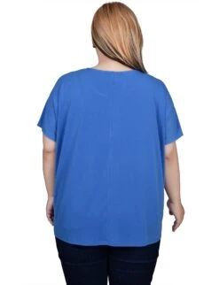 NY Collection Plus Size Short Sleeve Extended Tunic Top with Button Detail -Dressbarn Store ny collection short sleeve extended sleeve tunic top plus 675246