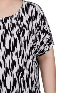 NY Collection Plus Size Short Sleeve Extended Tunic Top with Button Detail -Dressbarn Store ny collection short sleeve extended sleeve tunic top plus 801280