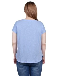 Women's Petite Cotton Slub Knit Top - Breathable Relaxed Fit Tee 7 Women's Petite Cotton Slub Knit Top - Breathable Relaxed Fit Tee -Dressbarn Store ny collection short sleeve slub knit top petite 714219