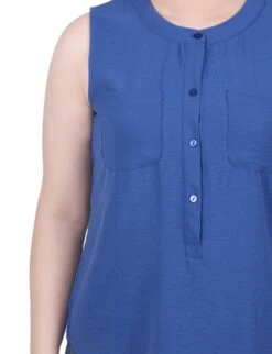 Petite Sleeveless Air Flow Blouse with Functional Chest Pockets 14 Petite Sleeveless Air Flow Blouse with Functional Chest Pockets -Dressbarn Store ny collection sleeveless air flow blouse petite 416505