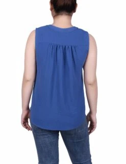 Petite Sleeveless Air Flow Blouse with Functional Chest Pockets 15 Petite Sleeveless Air Flow Blouse with Functional Chest Pockets -Dressbarn Store ny collection sleeveless air flow blouse petite 963137