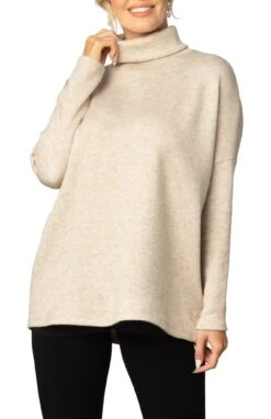 Paris Oversized Turtleneck Tunic Sweater - Cozy Heavy Knit