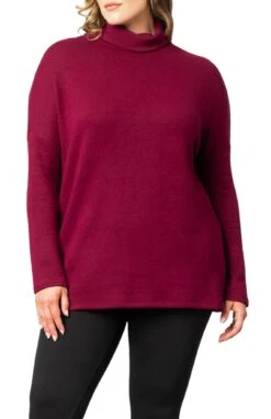 Plus Size Paris Turtleneck Tunic Sweater - Heavy Knit Longline Pullover -Dressbarn Store paris turtleneck tunic sweater plus 510377