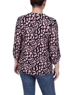 NY Collection Petite Pintuck Top with Chain Detail & Roll-Tab Sleeves -Dressbarn Store pintuck front top with chain details petite 809200