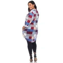 Women's Plaid Plus Size Tunic Shirt with Roll-Tab Sleeves and Pockets -Dressbarn Store plaid tunic shirt plus 912142