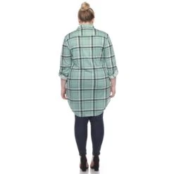 Women's Plus Size Plaid Tunic Top with Pockets and Roll Tab Sleeves -Dressbarn Store plaid tunic top plus 705708