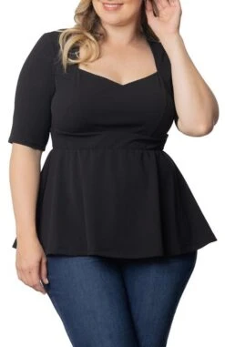 Plus Size Peplum Top - Sophisticated Sweetheart Neckline Blouse -Dressbarn Store posh peplum top plus 108812