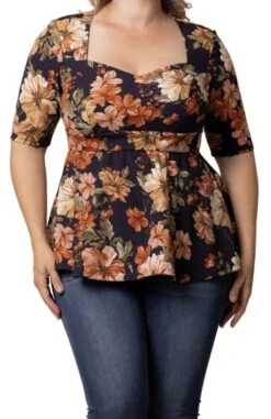 Plus Size Peplum Top - Sophisticated Sweetheart Neckline Blouse -Dressbarn Store posh peplum top plus 158430