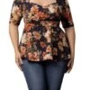 Plus Size Peplum Top - Sophisticated Sweetheart Neckline Blouse