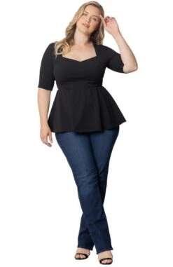 Plus Size Peplum Top - Sophisticated Sweetheart Neckline Blouse -Dressbarn Store posh peplum top plus 563871