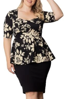 Plus Size Peplum Top - Sophisticated Sweetheart Neckline Blouse -Dressbarn Store posh peplum top plus 786726