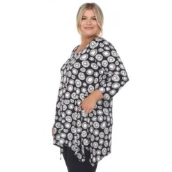Women's Plus Size Geometric Circle Print Tunic Top with Side Pockets -Dressbarn Store printed geometric circle tunic top plus 373943