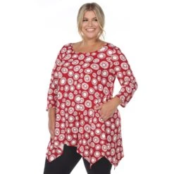 Women's Plus Size Geometric Circle Print Tunic Top with Side Pockets -Dressbarn Store printed geometric circle tunic top plus 533535
