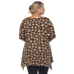 Women's Plus Size Geometric Circle Print Tunic Top with Side Pockets -Dressbarn Store printed geometric circle tunic top plus 732103