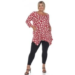 Women's Plus Size Geometric Circle Print Tunic Top with Side Pockets -Dressbarn Store printed geometric circle tunic top plus 775550
