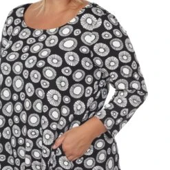 Women's Plus Size Geometric Circle Print Tunic Top with Side Pockets -Dressbarn Store printed geometric circle tunic top plus 874355