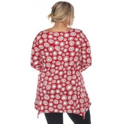 Women's Plus Size Geometric Circle Print Tunic Top with Side Pockets -Dressbarn Store printed geometric circle tunic top plus 894047