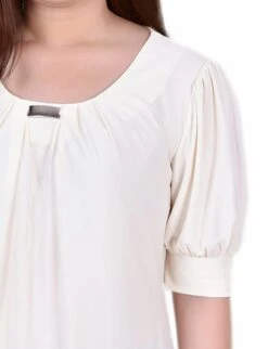 Pristine Short Sleeve Balloon Sleeve Top with Elegant Neck Hardware -Dressbarn Store pristine short sleeve balloon sleeve top with hardware 756223