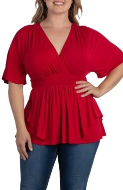 Plus Size Draped Crossover Top with Airy Kimono Sleeves -Dressbarn Store promenade top plus 522819