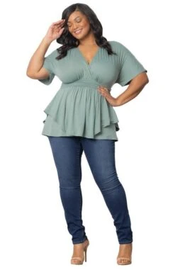 Plus Size Draped Crossover Top with Airy Kimono Sleeves -Dressbarn Store promenade top plus 527718