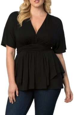 Plus Size Draped Crossover Top with Airy Kimono Sleeves -Dressbarn Store promenade top plus 642449