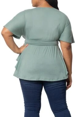 Plus Size Draped Crossover Top with Airy Kimono Sleeves -Dressbarn Store promenade top plus 673977