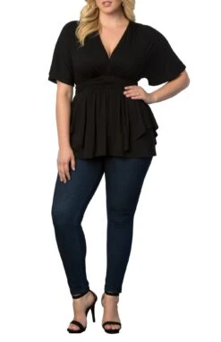 Plus Size Draped Crossover Top with Airy Kimono Sleeves -Dressbarn Store promenade top plus 697068