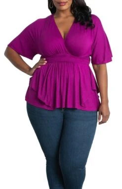 Plus Size Draped Crossover Top with Airy Kimono Sleeves -Dressbarn Store promenade top plus 900382