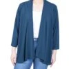 Women's 3/4 Sleeve Open Front Solid Cardigan in Reflecting Pond