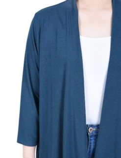 Women's 3/4 Sleeve Open Front Solid Cardigan in Reflecting Pond -Dressbarn Store reflecting pond 34 sleeve solid cardigan 498187
