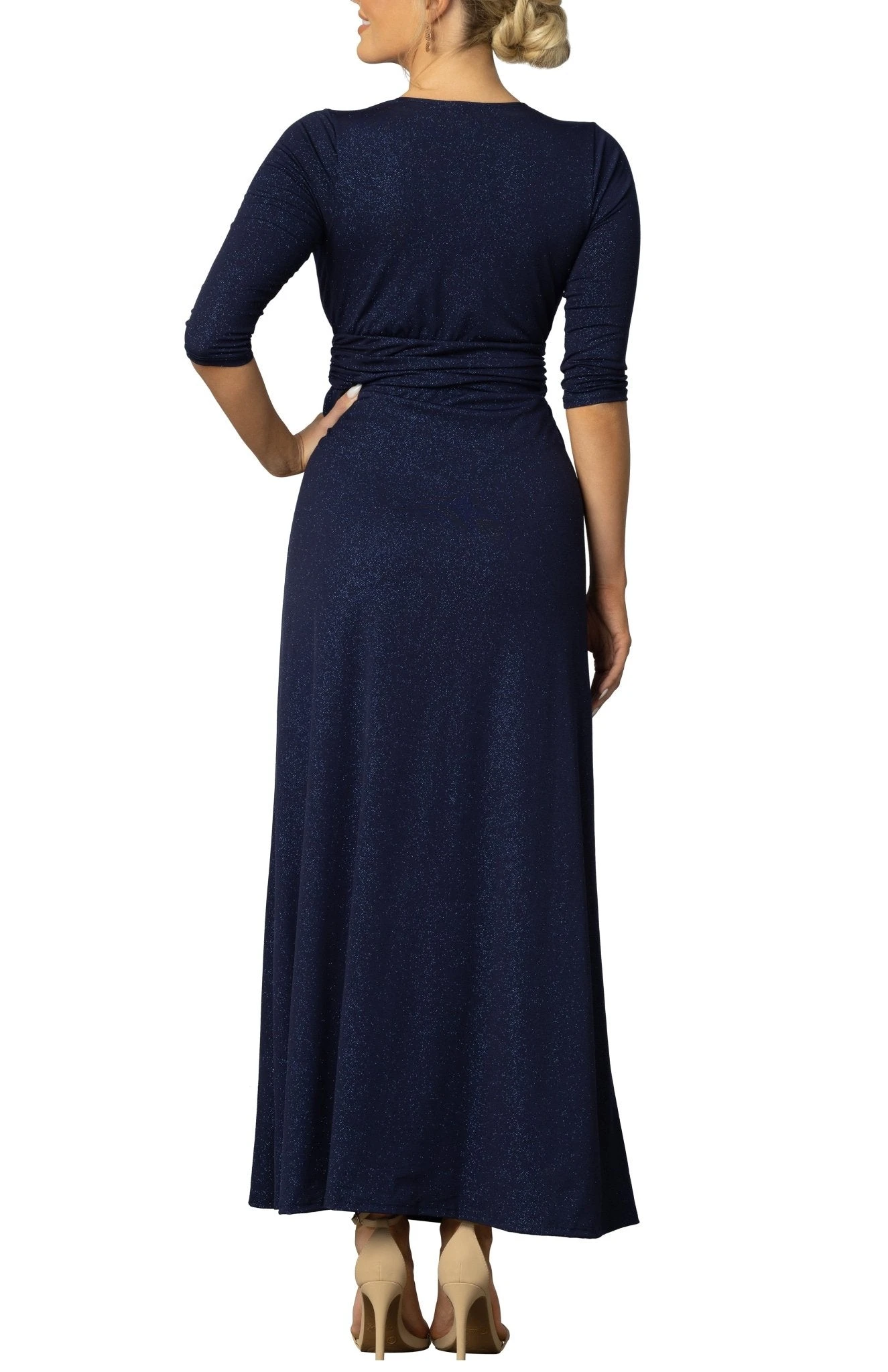 Elegant Floor-Length Evening Gown with 3/4 Sleeves - Romanced By Moonlight 2 Elegant Floor-Length Evening Gown with 3/4 Sleeves - Romanced By Moonlight - Image 2