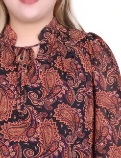 Elegant Plus Size Paisley Chiffon Blouse with 3/4 Sleeves - Rust & Black 6 Elegant Plus Size Paisley Chiffon Blouse with 3/4 Sleeves - Rust & Black -Dressbarn Store rust black paisley 34 sleeve chiffon blouse plus 456103