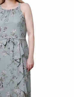 Petite Sage and Ivory Floral Halter Chiffon Maxi Dress with Grecian Neckline 7 Petite Sage and Ivory Floral Halter Chiffon Maxi Dress with Grecian Neckline -Dressbarn Store sage ivory floral halter front chiffon maxi dress petite 577357