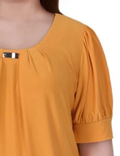 Plus Size Short Sleeve Balloon Sleeve Top with Neck Hardware -Dressbarn Store samoan sun short sleeve balloon sleeve top with hardware plus 521681