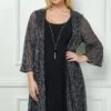 Sara Michelle Plus Size 3/4 Bell Sleeve 2-Fer Dress with Detachable Necklace