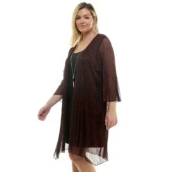 Sara Michelle Plus Size 3/4 Bell Sleeve 2-Fer Dress with Detachable Necklace -Dressbarn Store sara michelle 34 bell sleeve 2fer dress and necklace plus 557196