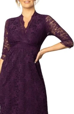 Elegant Scalloped Lace Cocktail Dress with 3/4 Sleeves -Dressbarn Store scalloped boudoir lace dress 675315
