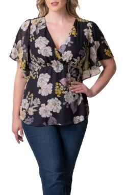 Seaside Serenade Plus Size Flutter Sleeve Crossover Blouse