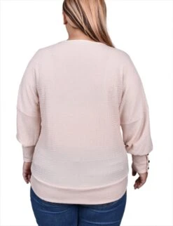 Plus Size Shell Pink Twist Front Long Sleeve Textured Knit Top 7 Plus Size Shell Pink Twist Front Long Sleeve Textured Knit Top -Dressbarn Store shell pink long sleeve textured knit top plus 682618