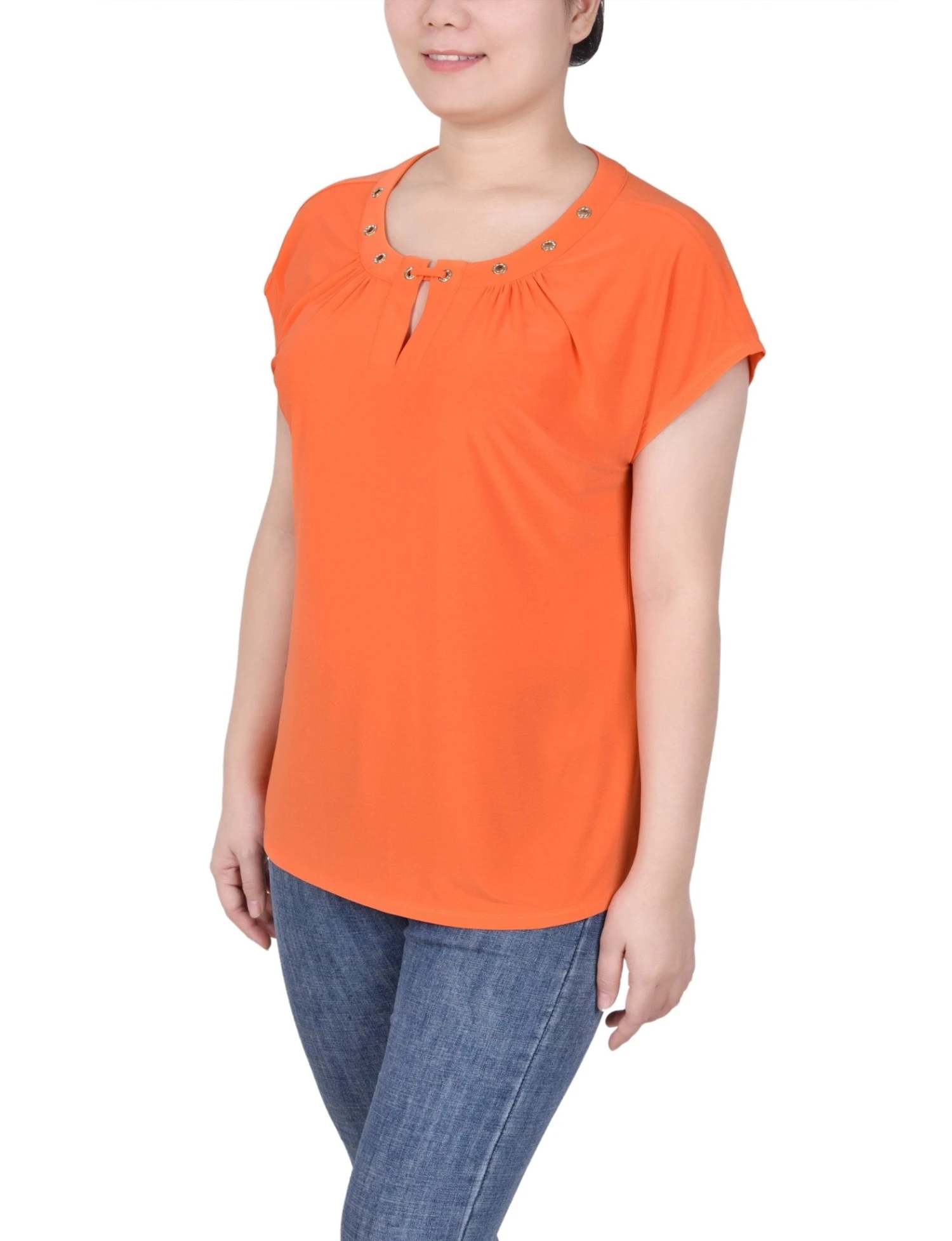NY Collection Petite Grommet Neck Knit Top with Extended Sleeves 11 NY Collection Petite Grommet Neck Knit Top with Extended Sleeves - Image 11