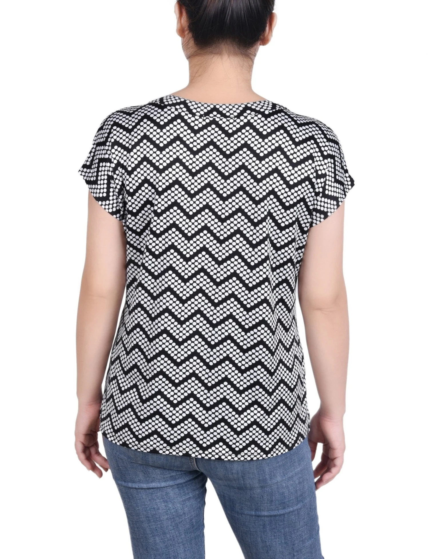 NY Collection Petite Grommet Neck Knit Top with Extended Sleeves 3 NY Collection Petite Grommet Neck Knit Top with Extended Sleeves - Image 3