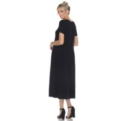 Soft Asymmetrical Waist Short Sleeve Maxi Dress - Elegant Casual Comfort -Dressbarn Store short sleeve maxi dress 130130