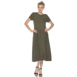 Soft Asymmetrical Waist Short Sleeve Maxi Dress - Elegant Casual Comfort -Dressbarn Store short sleeve maxi dress 179018