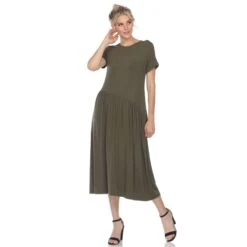 Soft Asymmetrical Waist Short Sleeve Maxi Dress - Elegant Casual Comfort -Dressbarn Store short sleeve maxi dress 280866