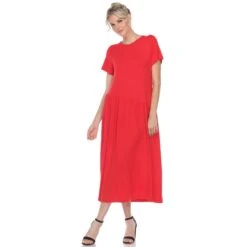 Soft Asymmetrical Waist Short Sleeve Maxi Dress - Elegant Casual Comfort -Dressbarn Store short sleeve maxi dress 529857