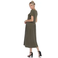 Soft Asymmetrical Waist Short Sleeve Maxi Dress - Elegant Casual Comfort -Dressbarn Store short sleeve maxi dress 906026
