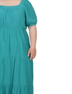 NY Collection Plus Size Short Sleeve Tiered Midi Dress -Dressbarn Store short sleeve tiered midi dress plus 742588
